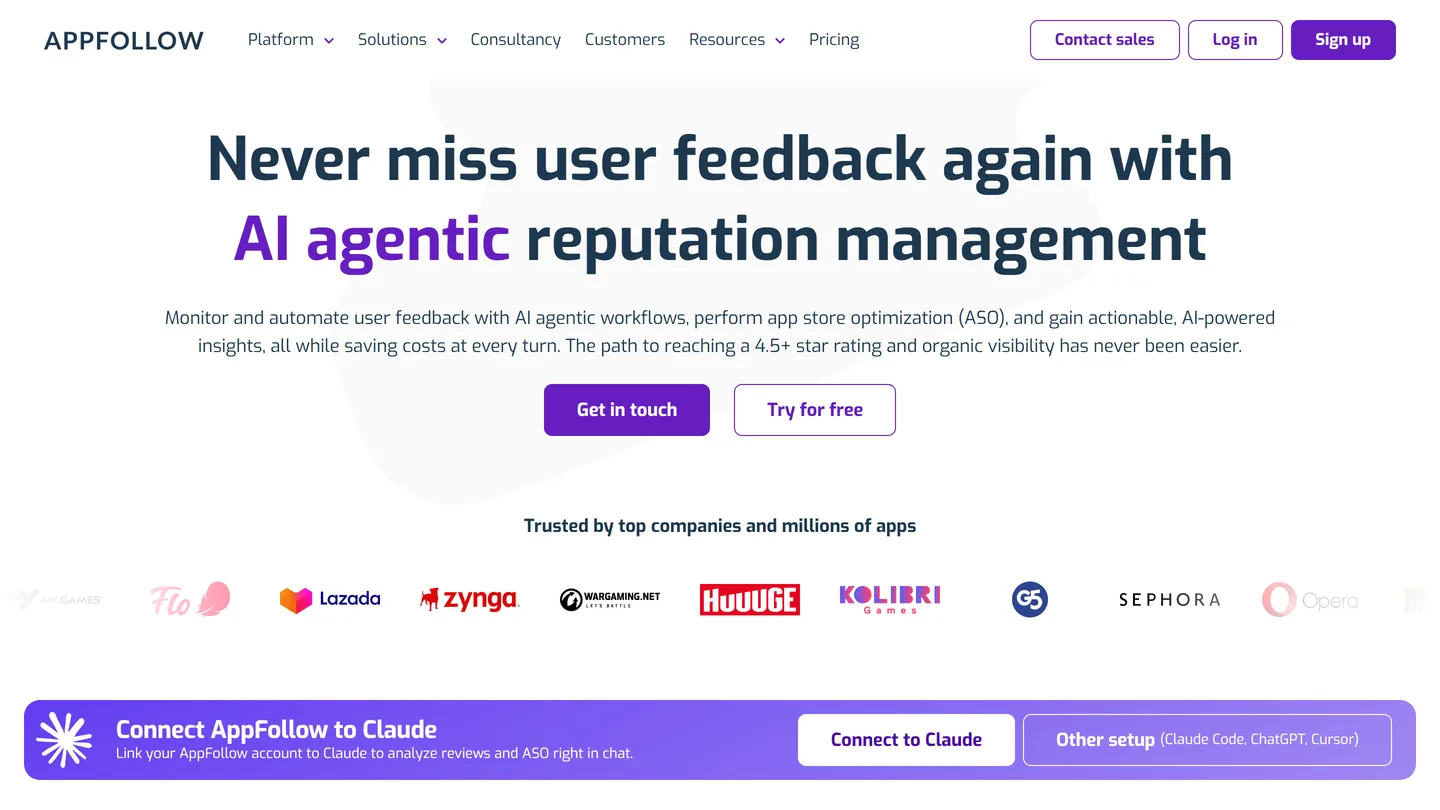 AppFollow, a review and sentiment tool for ASO
