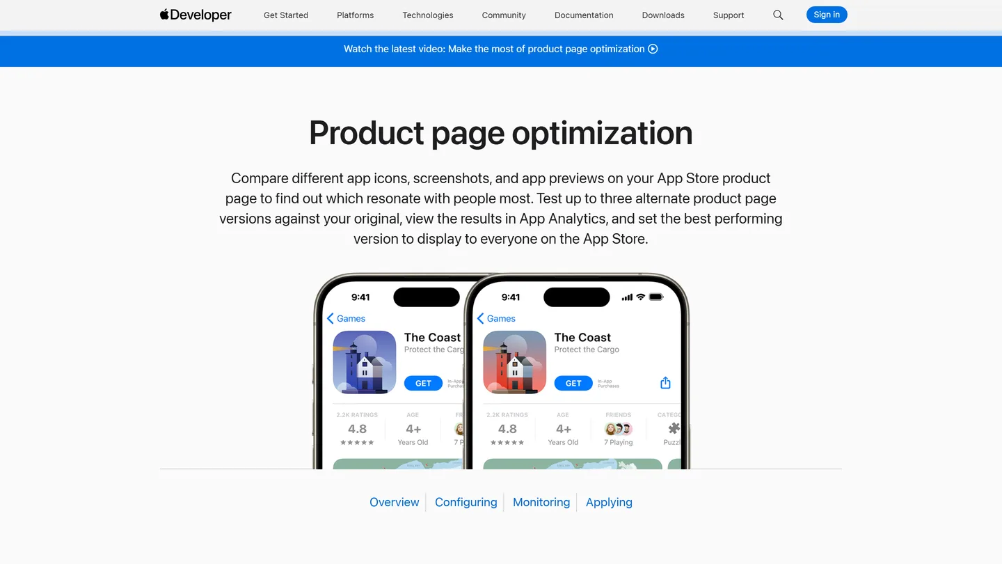 Apple's own Product Page Optimization documentation