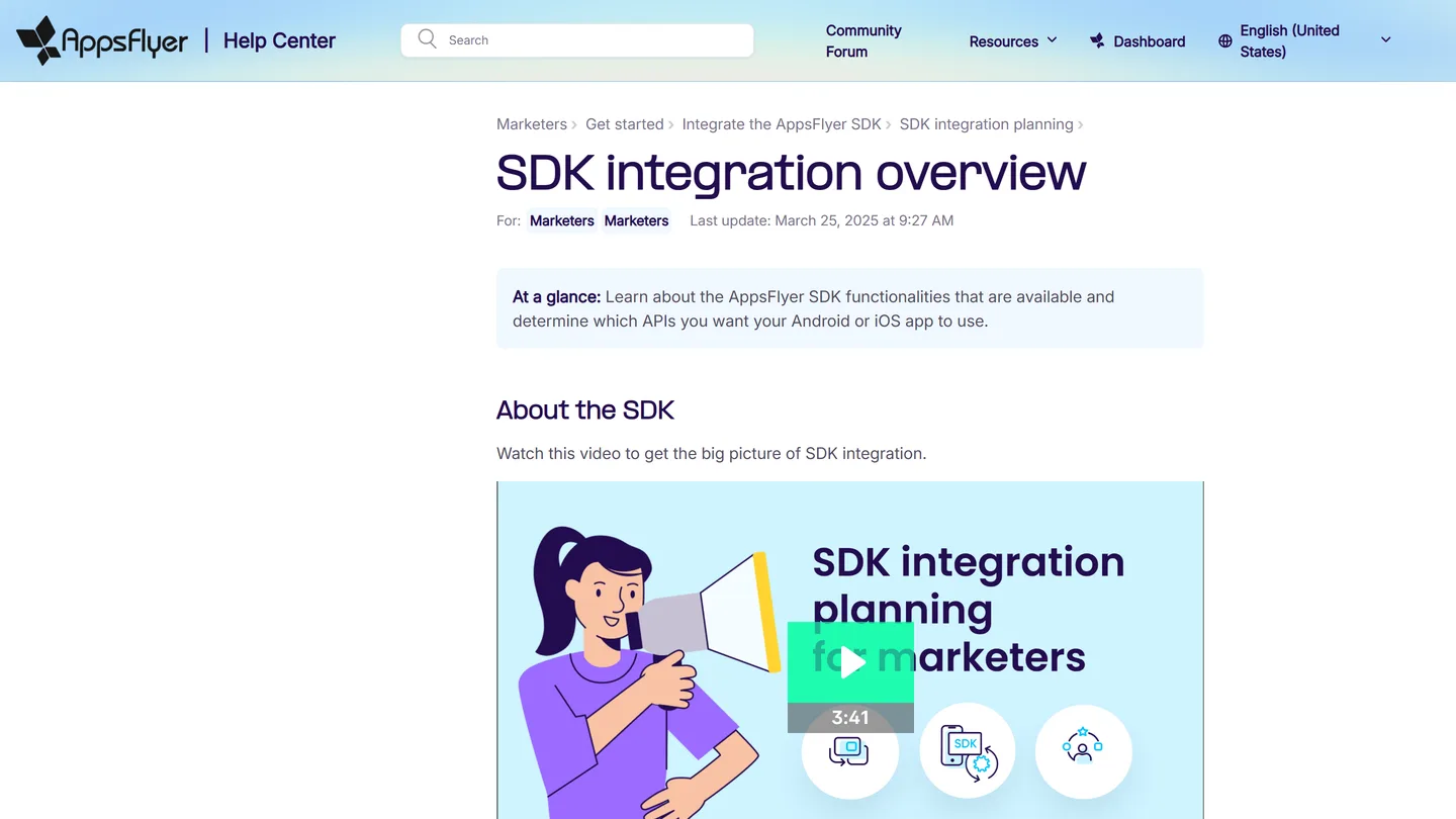 AppsFlyer's integration documentation