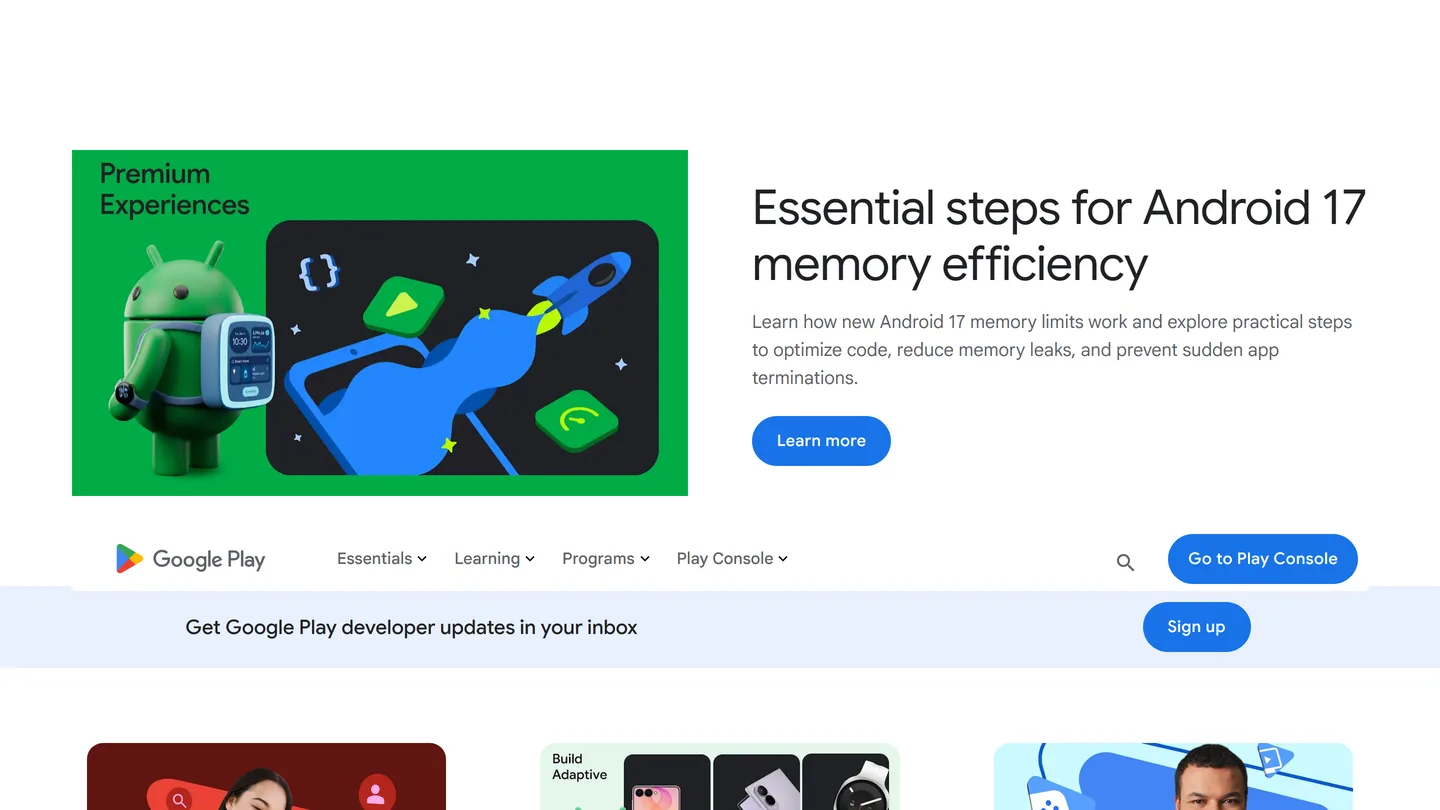 Google Play Console, the Android side of the built-in ASO tooling