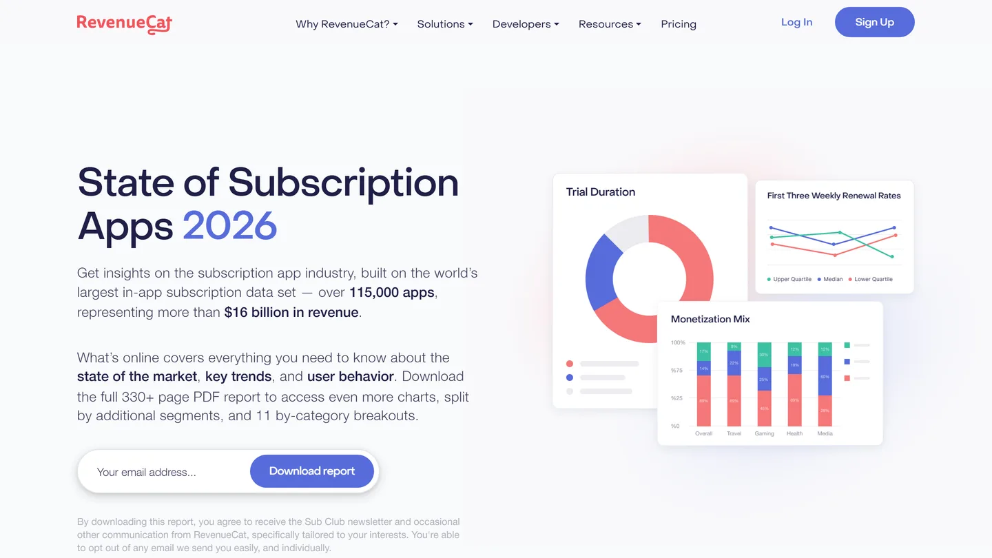 RevenueCat's State of Subscription Apps report, the source of these benchmarks