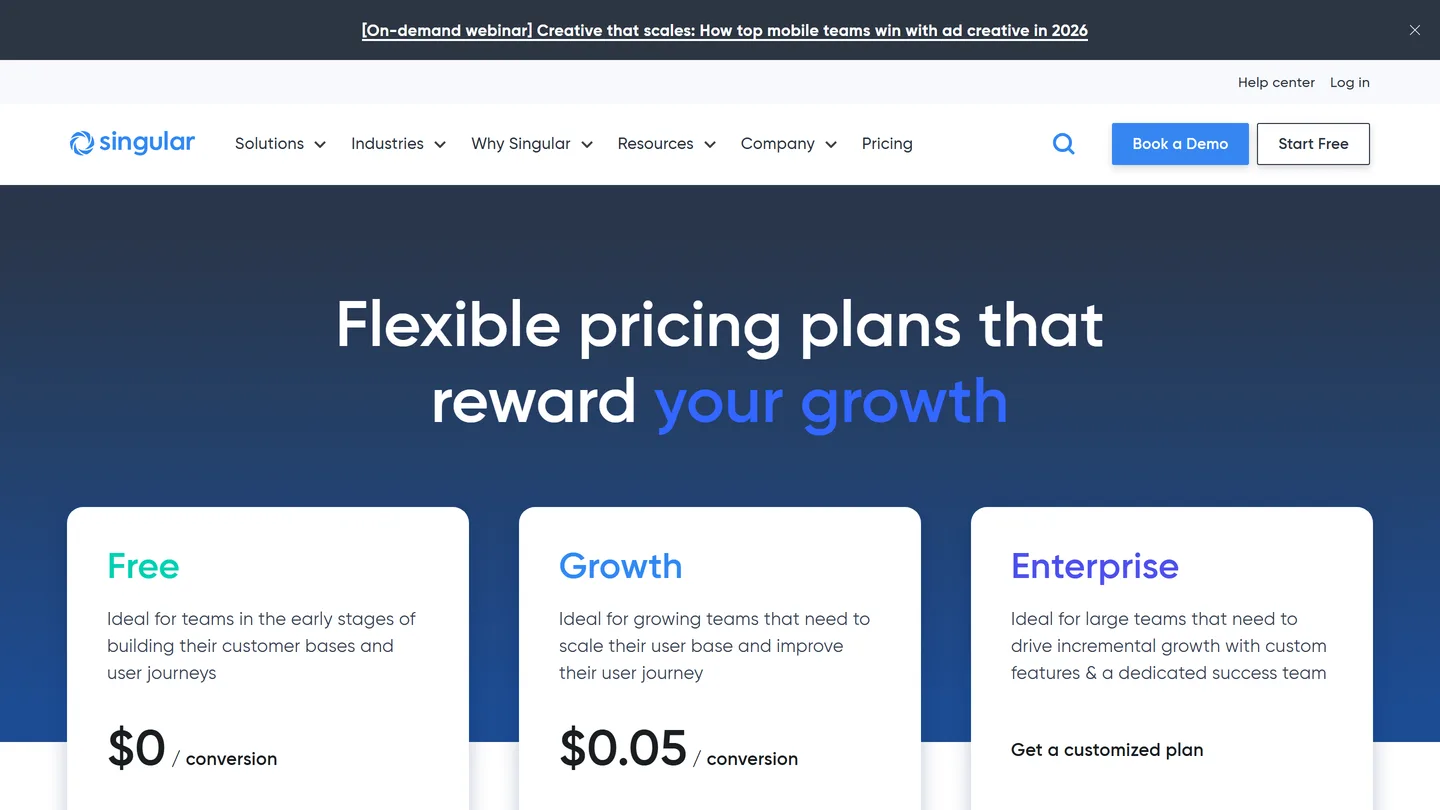 Singular's pricing page