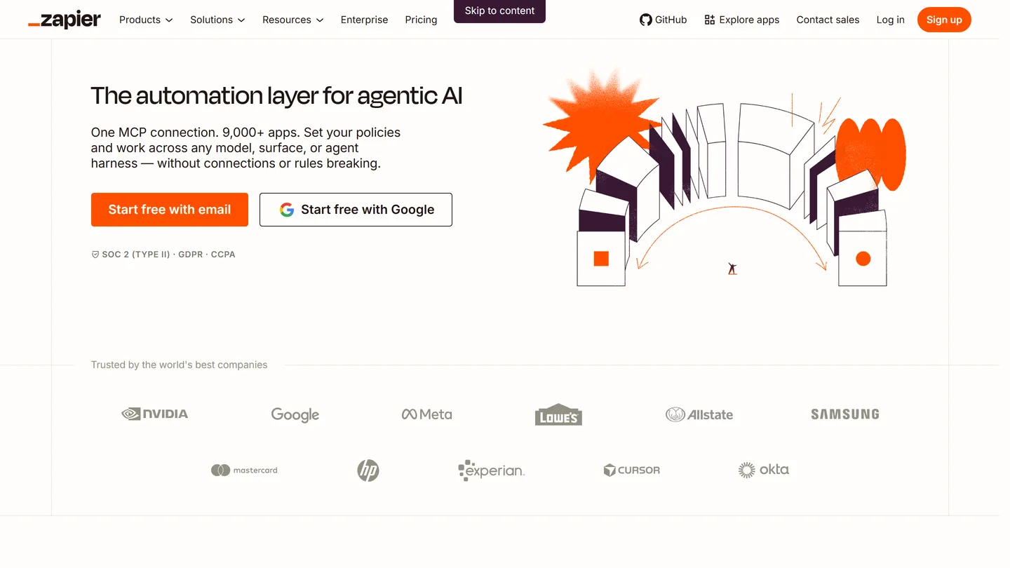 Zapier, the entry point most teams reach for before building agents